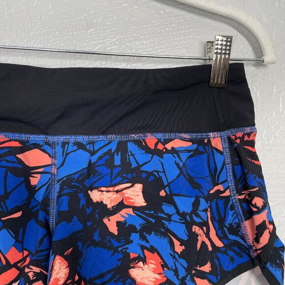 Lululemon Women 4 Paint Storm Harbor Blue Multi Black Speed Shorts Zip Pocket - Picture 3 of 9